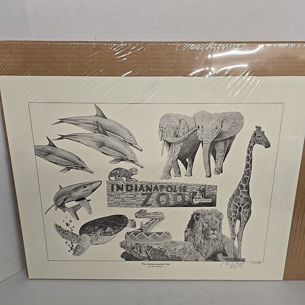 Indianapolis Zoo Print Signed By‎ Tim Adwell 461/1990 22"x18"